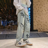 Men Jeans Cross Jeans Men's and Women's Spring and Autumn Retro Straight Casual Pants